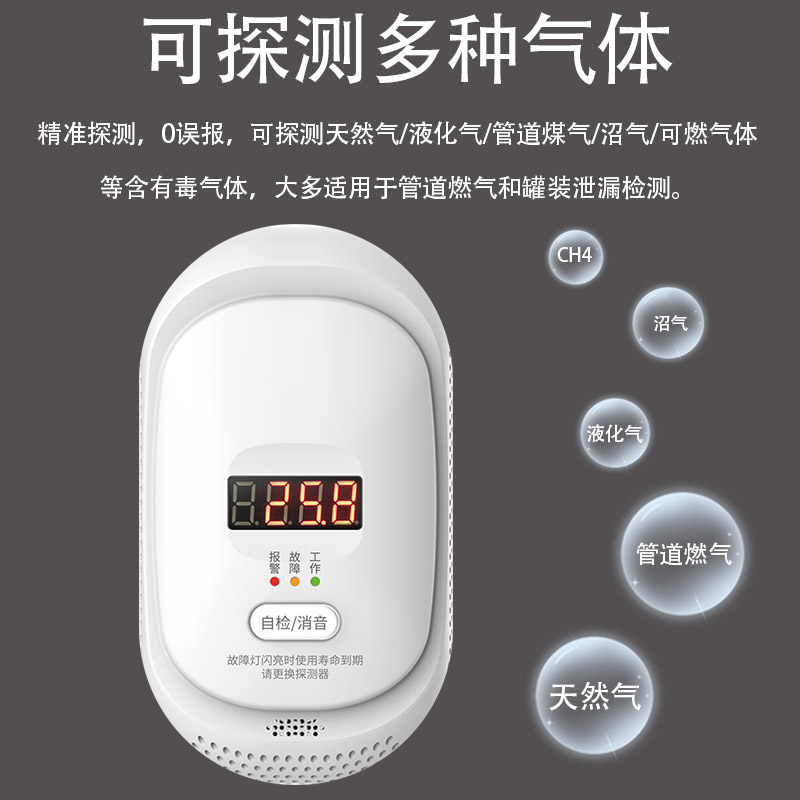 批发插电款甲烷声光泄漏切断切断阀天然气液化气可燃气体报警器